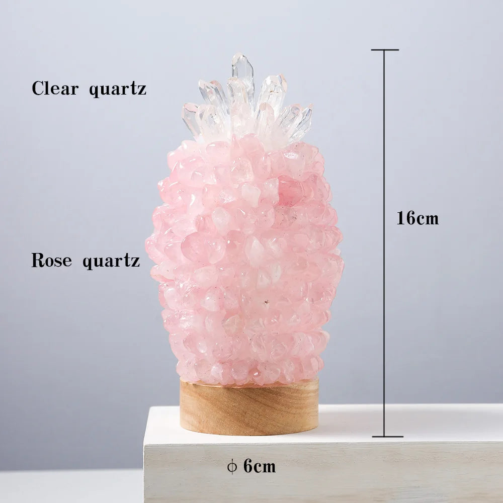 Natural Rose quartz Crystal Nightstand Crystal gem making USB interface Health energy gem for giftsHome bedroom decoration