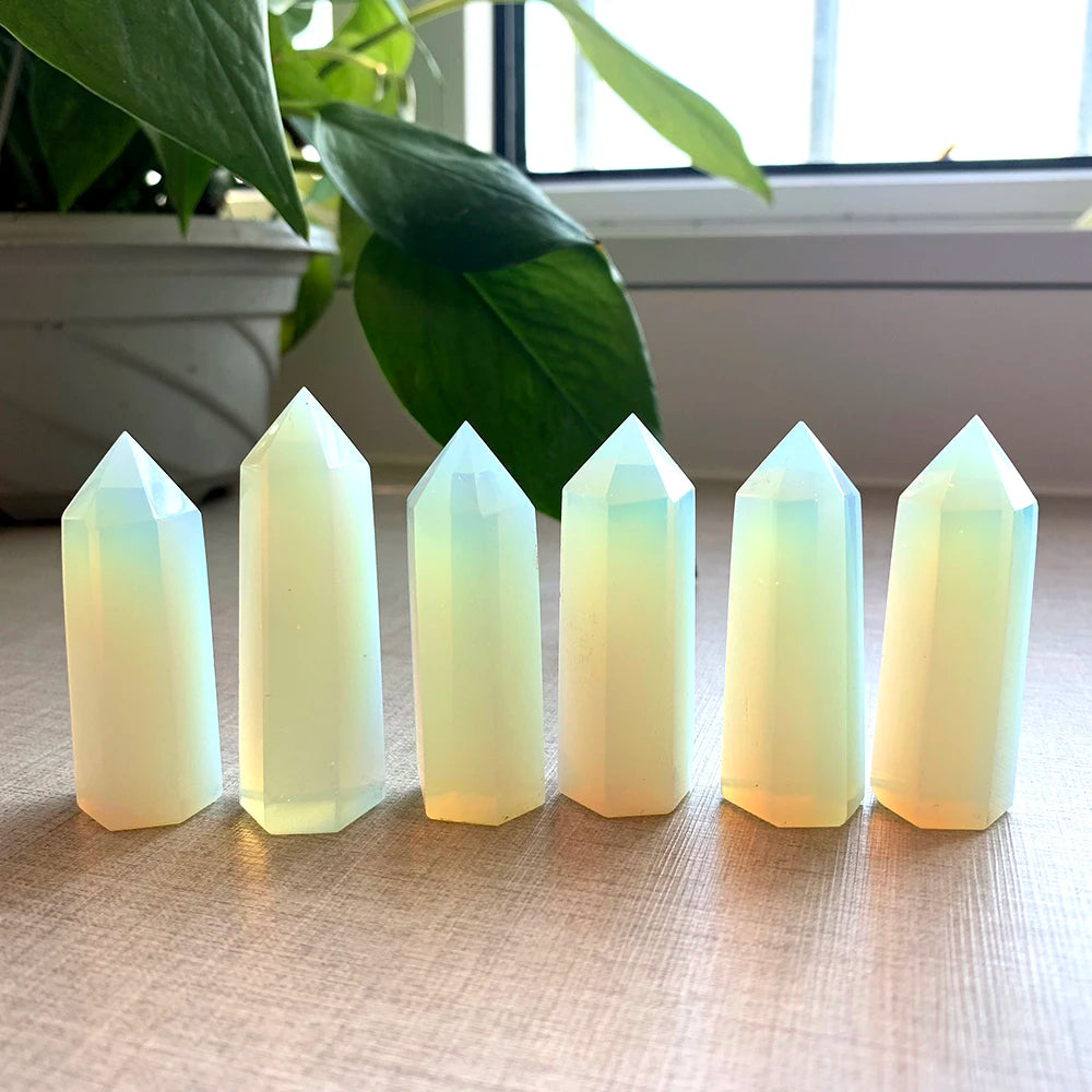 1PC 5-6cm Crystal Point Opal Hexagonal Column Repair Crystal Healing Magic Wand Stone Home Furnishing Room Decoration