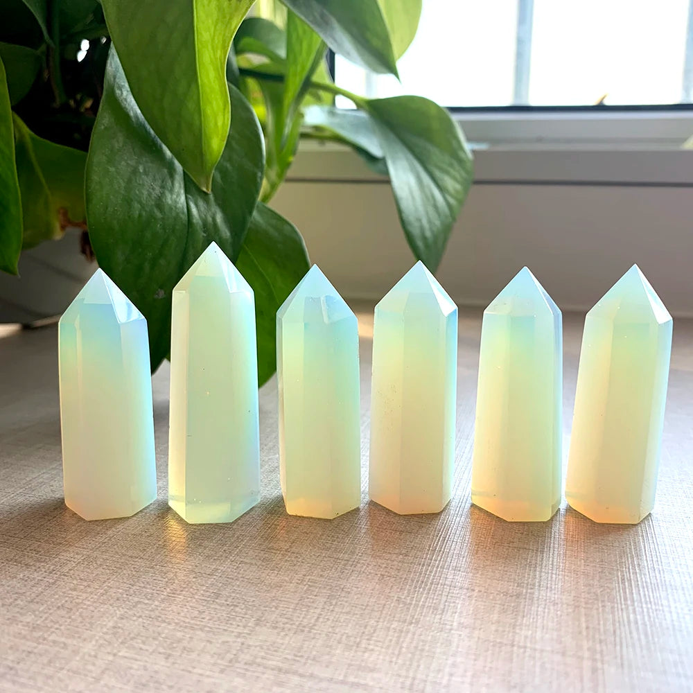 1PC 5-6cm Crystal Point Opal Hexagonal Column Repair Crystal Healing Magic Wand Stone Home Furnishing Room Decoration