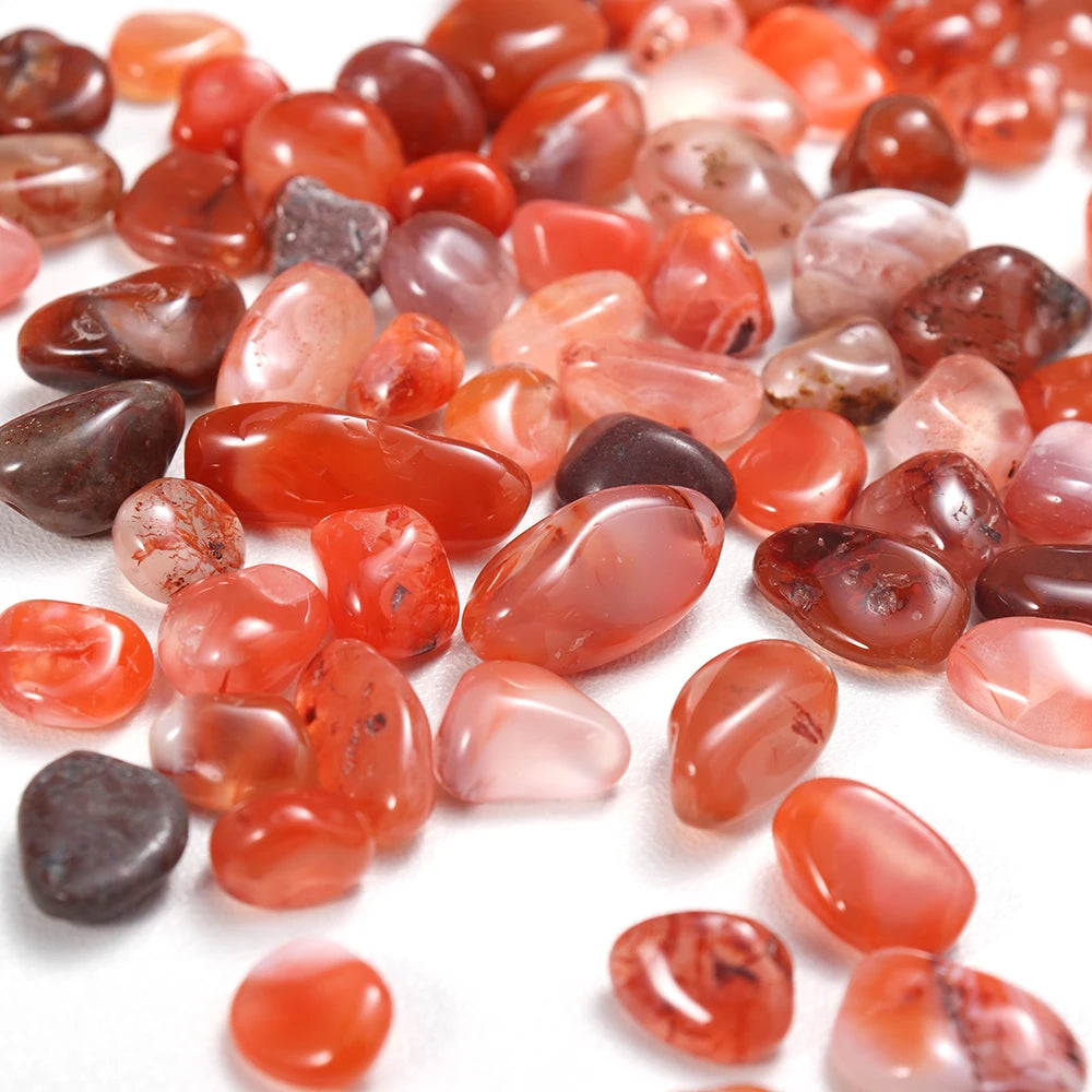 50g/bag Natural Gemstones Red Agate Irregular Polished Gravels Carnelian Quartz Minerals Specimen Home Aquarium Decoration