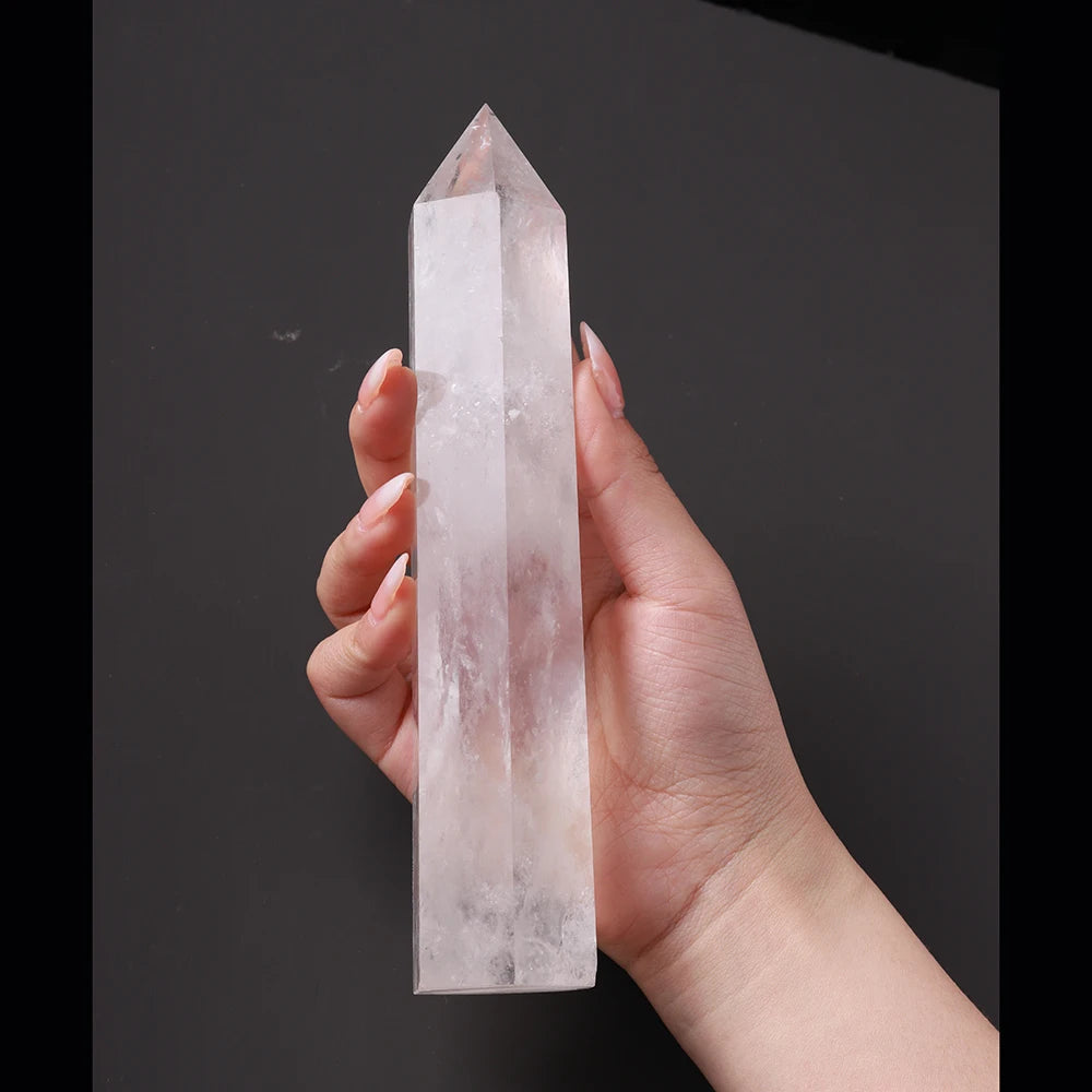 Big wand Natural Crystal Clear Quartz Transparency Quartz Point Healing Stone Hexagonal Prisms  Obelisk Wand Stone Home Decor