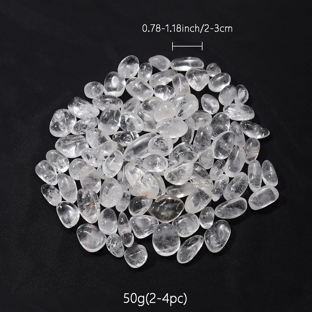 50g Natural Gemstone Clear Quartz Polished Tumbled Stones Gravels Healing White Crystal Minerals Specimen Aquarium Home Decor