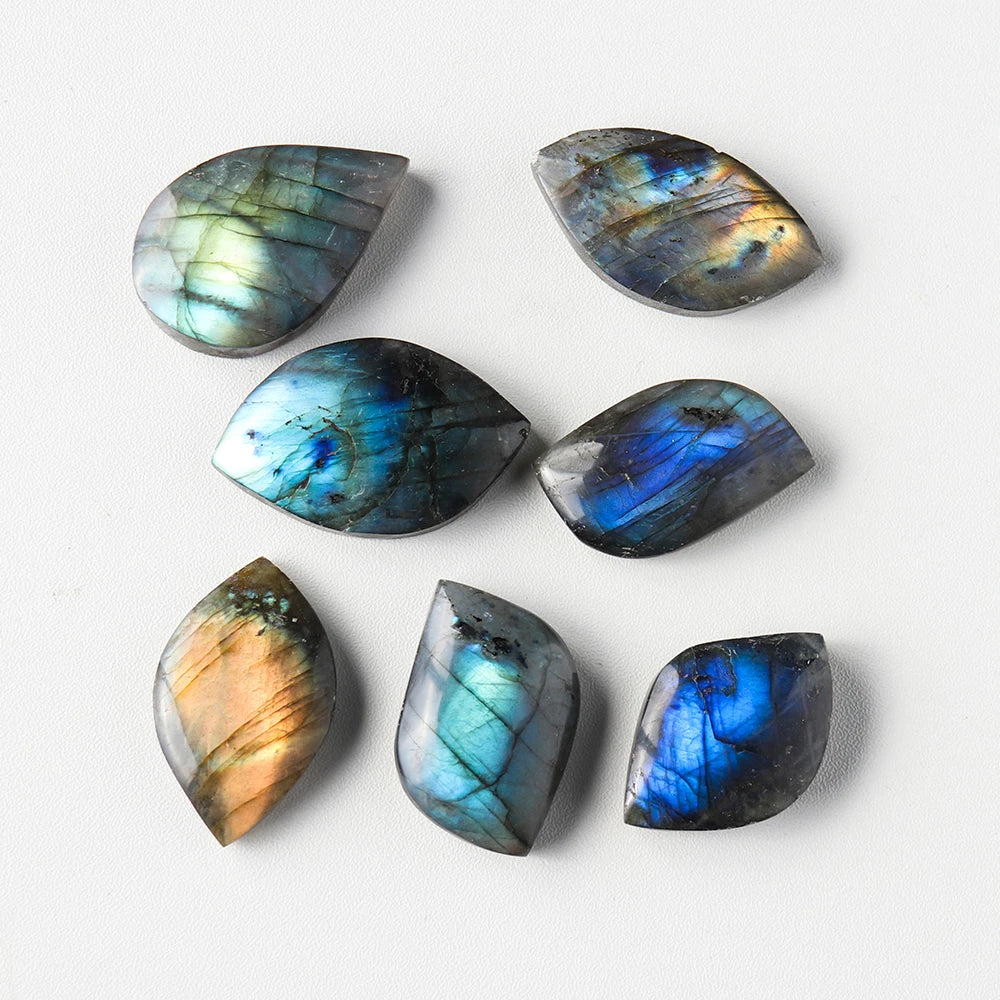 1PC Natural Labradorite Leaf Drip Shaped Quartz Polished Moonlight Gem DIY Crystal Pendant Accessories Decoration