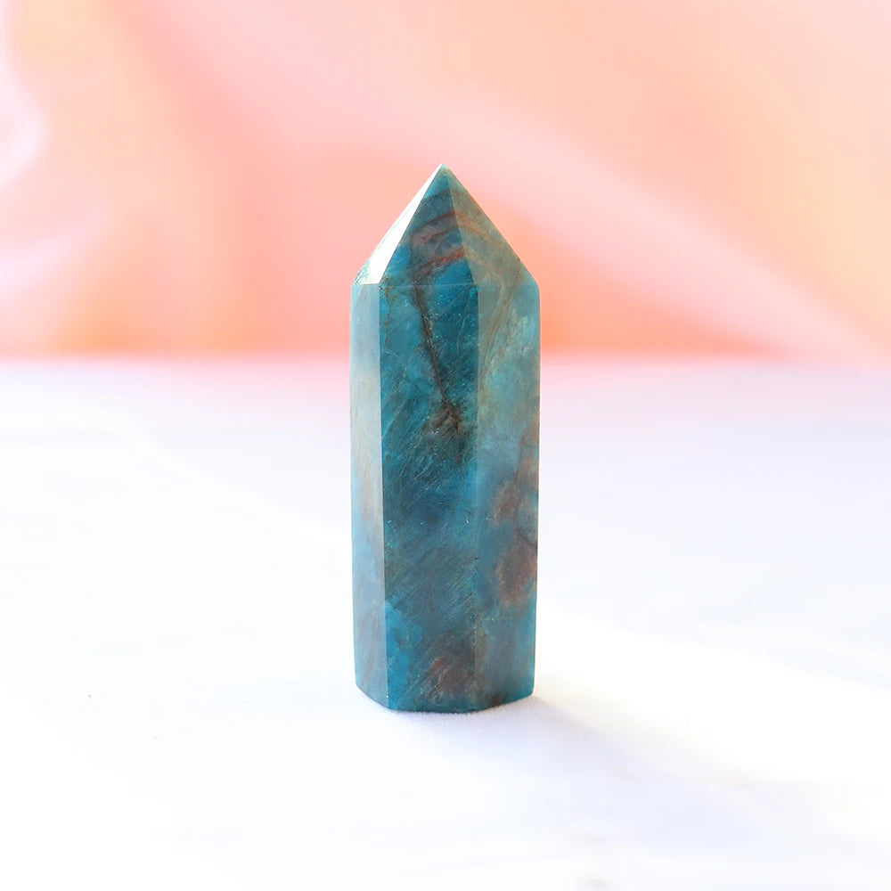 Natural crystal stone apatite Crystal wand Healing Stone Hexagonal Prisms Obelisk Wand Treatment Stone DIY Gift