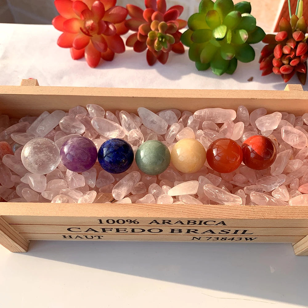 7pcs Natural Crystal Ball Seven Chakela Quartz Balance Energy Gem Decorative Yoga Ornaments Eliminate Negative