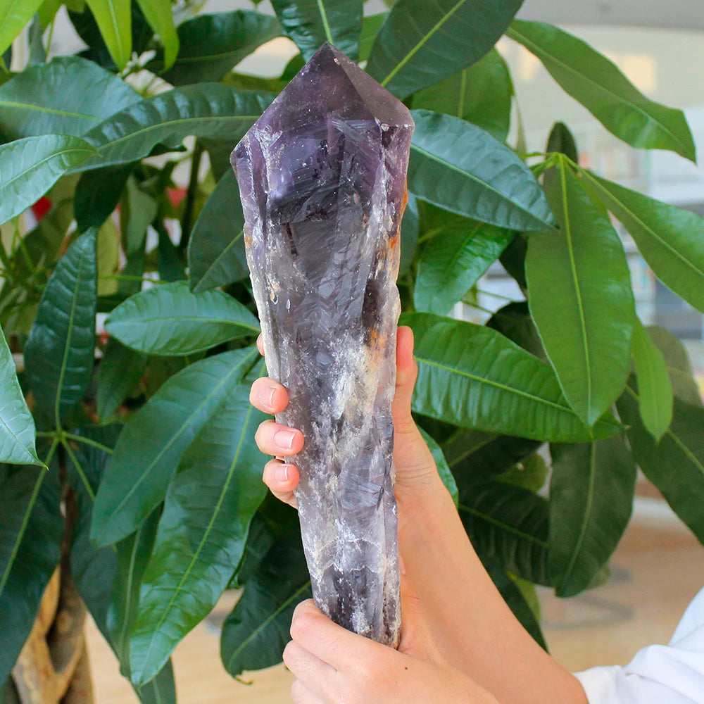 Super size Natural Amethyst Quartz Cluster Crystal Rod Point Specimen Scepter Super power Spirit Healing Gemstone energy