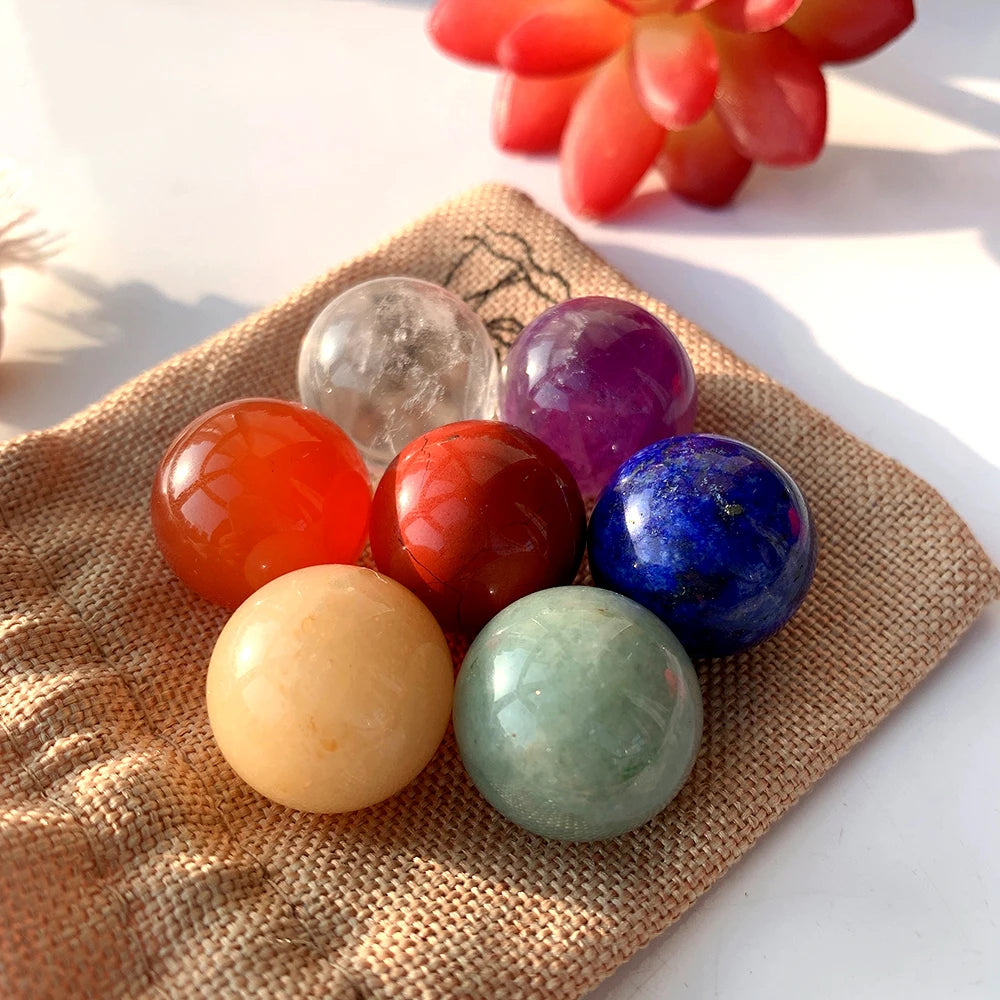 7pcs Natural Crystal Ball Seven Chakela Quartz Balance Energy Gem Decorative Yoga Ornaments Eliminate Negative