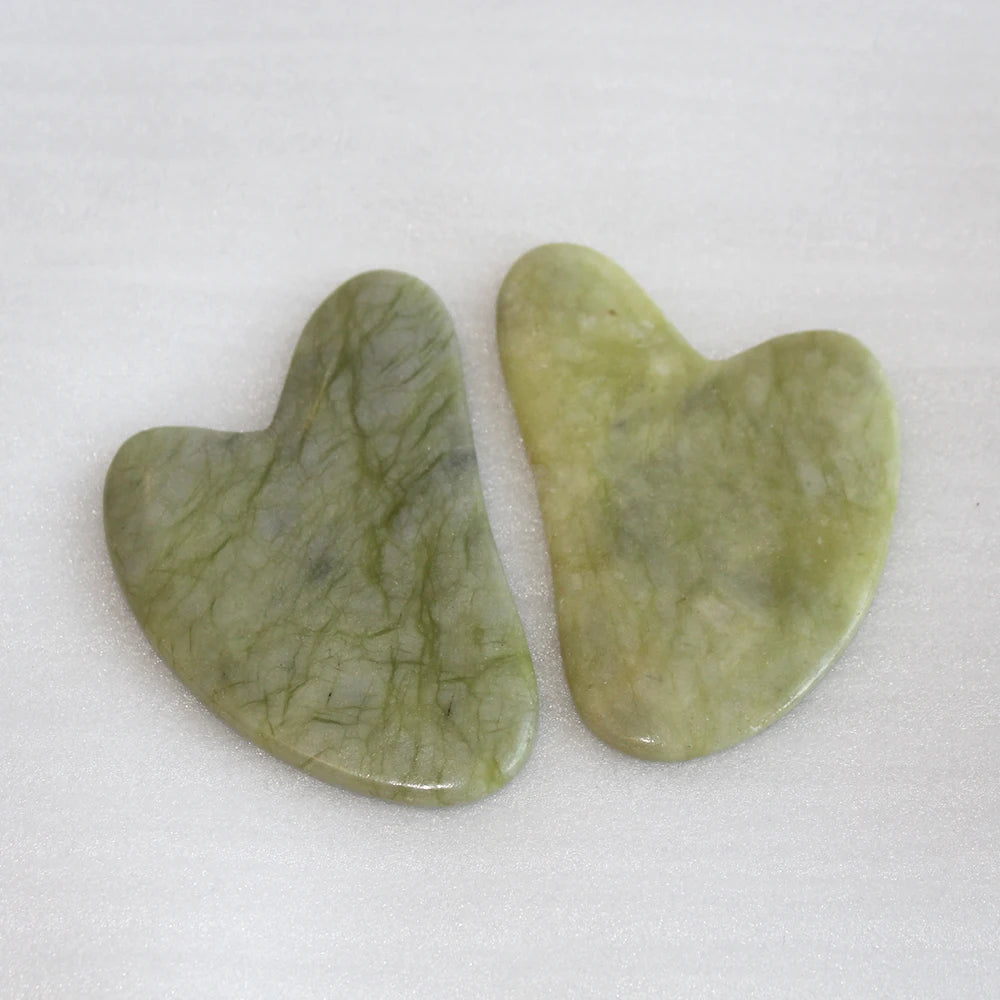 Natural green jade Gua Sha Board Pink Jade Stone Body Facial Eye Scraping Plate Acupuncture Massage Relaxation Health Care 1