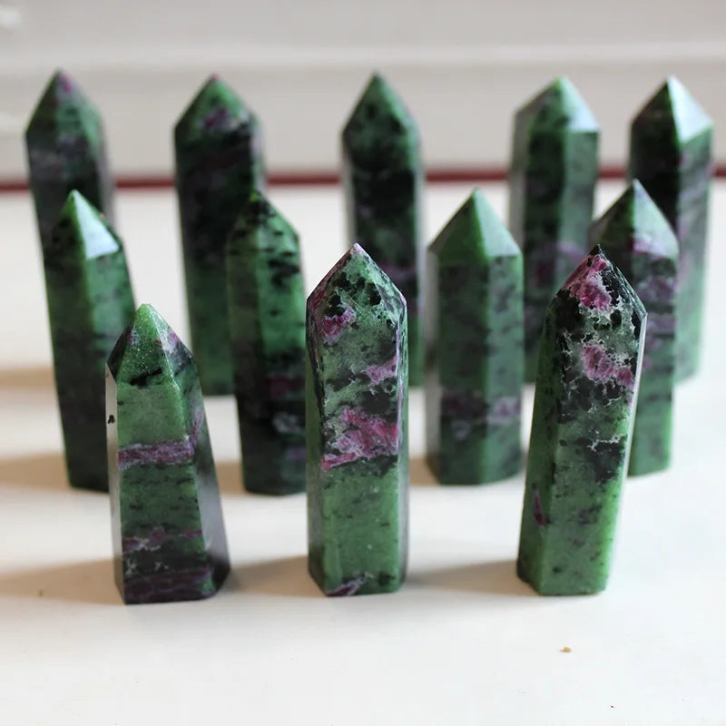 Buyde Beautiful natural crystal column epidote crystal Raw stone grinding six prism Crystal craftwork 5-7cm ZH40