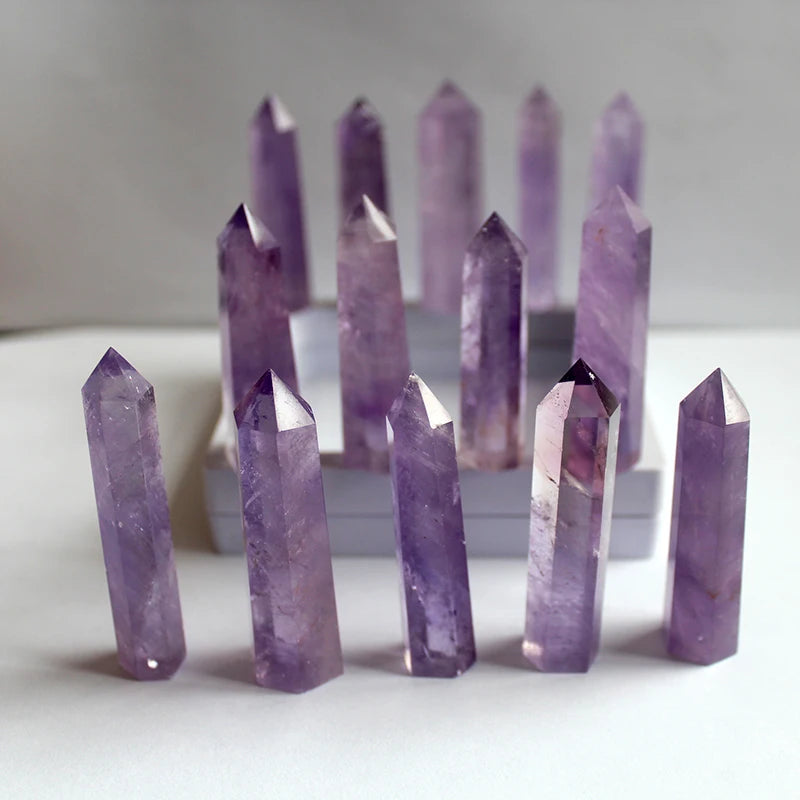 Buyde Beautiful Natural crystal column Amethyst raw stone grinding high quality crystal handicraft six prism ZH39