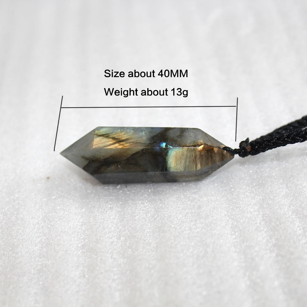 Natural crystal Elongated stone pendant quartz Crystal hexagonal prism Crystal column Two points Necklace Gift Jewelry for Women