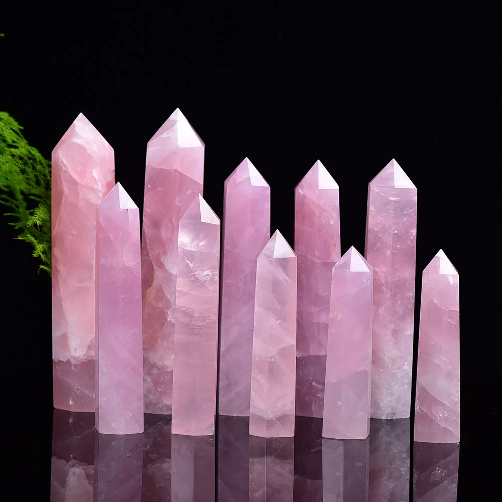 BIG Natural Rose Quartz Crystal Point Mineral Ornament Magic Repair Stick Family Home Decoration Study Decoration DIY Gift