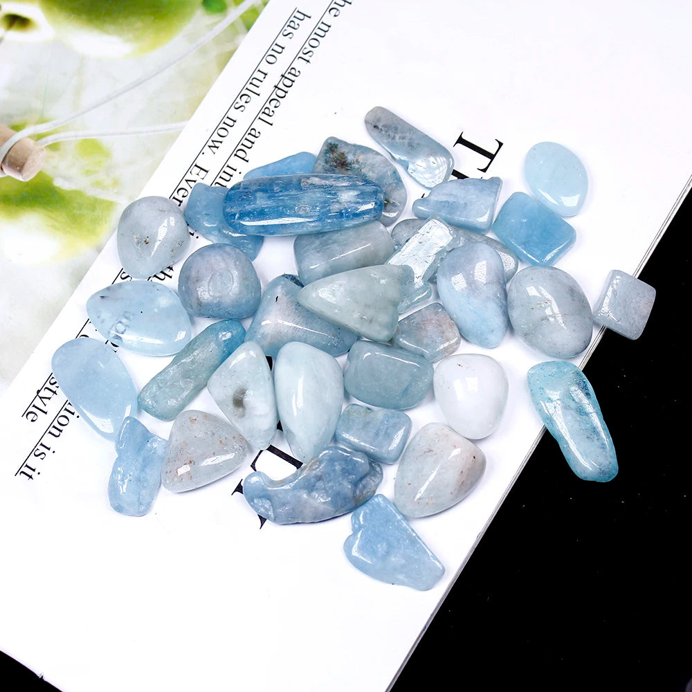 Natural crystal stone Aquamarine Protolith  Tumbled Stone Healing Reiki Crystal Chakra Home Decor Garden Flower Decorative