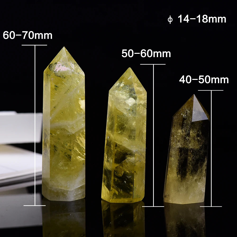 4-7cm 1pc Natural Crystal Point Citrine Healing Obelisk Yellow Quartz Wand Beautiful Ornament for Home Decor Energy Stone