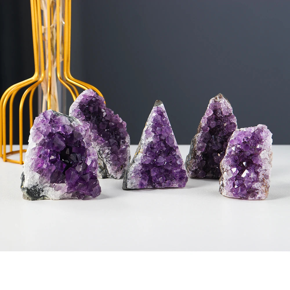 Natural Amethyst Cluster Purple Quartz  Healing Stone Home Decoration Crafts Home Decoration Ornament