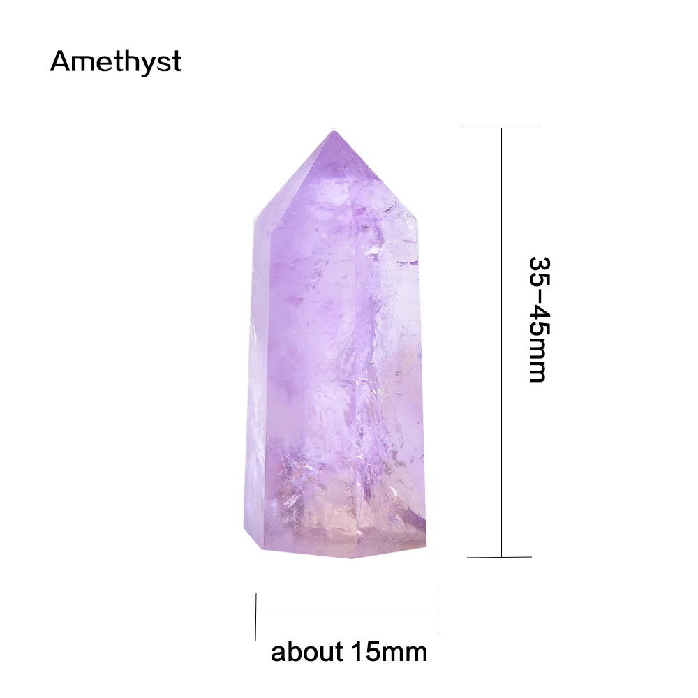 35-45mm Natural Crystal Point Brazilian Amethyst Healing Obelisk purple Quartz Wand Ornament for Home Decor Energy Stone