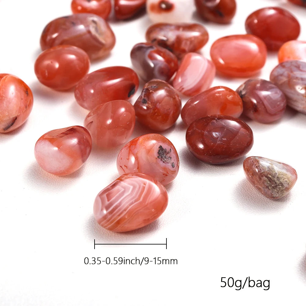 50g/bag Natural Gemstones Red Agate Irregular Polished Gravels Carnelian Quartz Minerals Specimen Home Aquarium Decoration