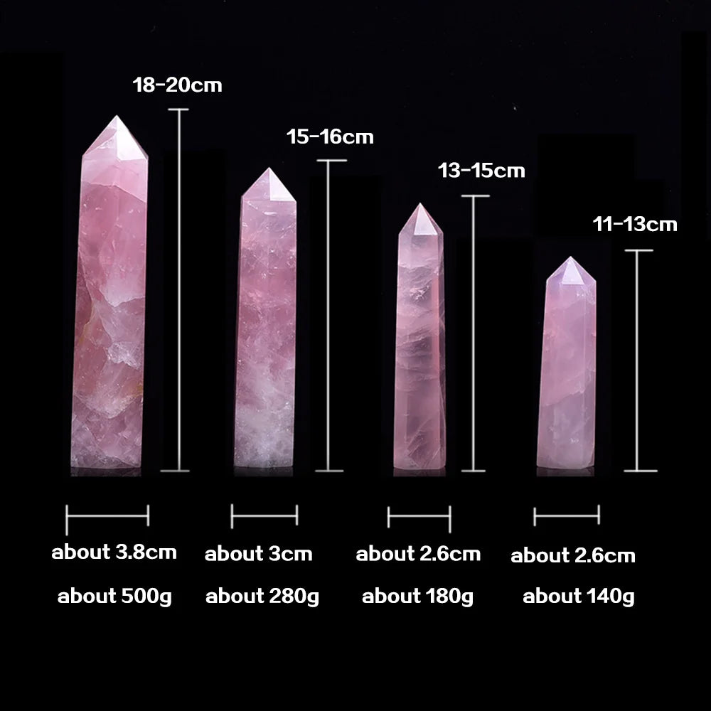 BIG Natural Rose Quartz Crystal Point Mineral Ornament Magic Repair Stick Family Home Decoration Study Decoration DIY Gift