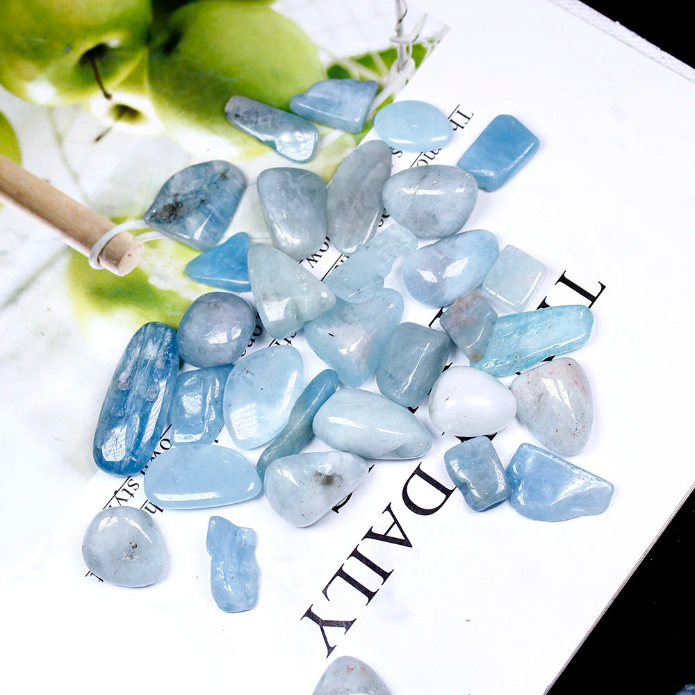 Natural crystal stone Aquamarine Protolith  Tumbled Stone Healing Reiki Crystal Chakra Home Decor Garden Flower Decorative