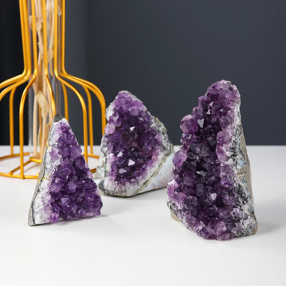 Natural Amethyst Cluster Purple Quartz  Healing Stone Home Decoration Crafts Home Decoration Ornament