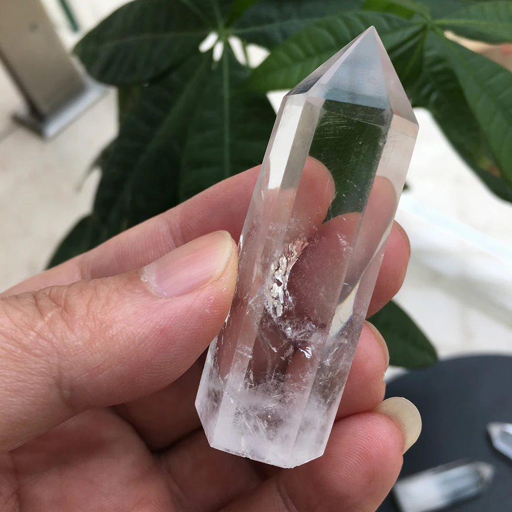 Natural Crystal Transparency Quartz Point Healing Stone Hexagonal Prisms 30-80mm Obelisk Wand Treatment Stone Home Decor 1PC