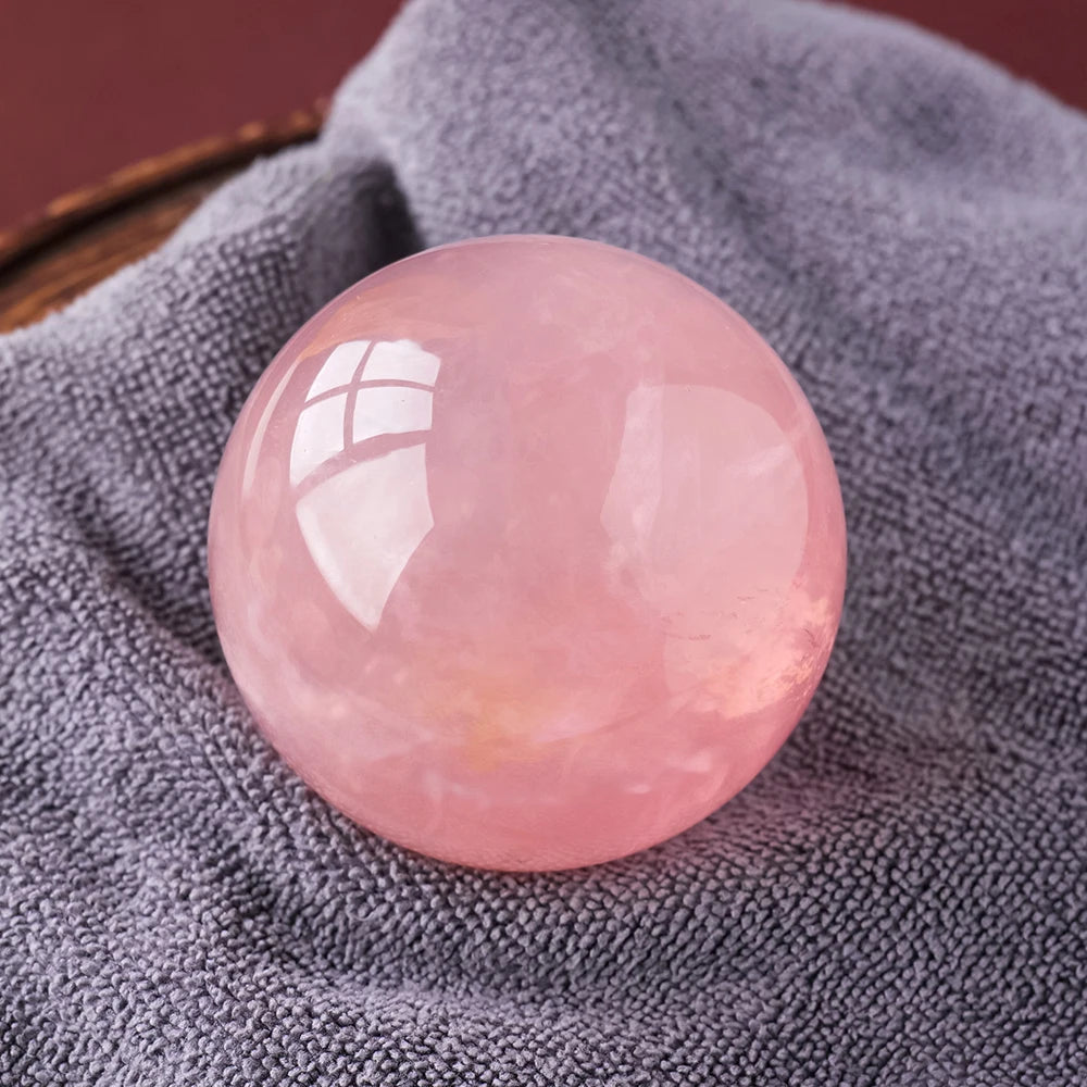 High Quality Natural Pink Crystal Ball Rose Quartz Energy Magic Ball Collection Handicraft Decoration Photography Ornaments