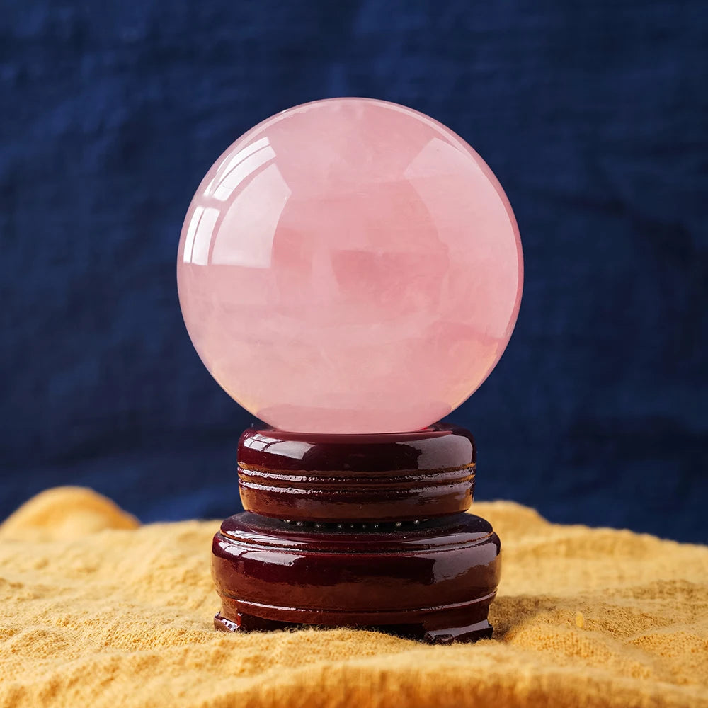 High Quality Natural Pink Crystal Ball Rose Quartz Energy Magic Ball Collection Handicraft Decoration Photography Ornaments