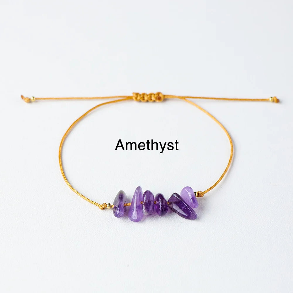 Irregular Natural Gem Stone Amethyst Crystal Gravel Semi finished Bracelet Beads Stretch Bracelet Women Men Jewelry Gifts