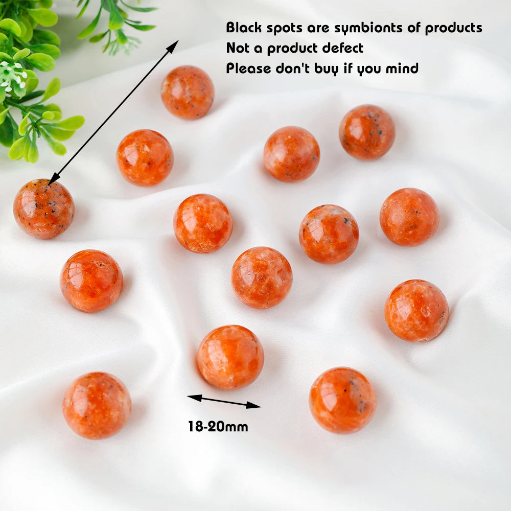 Mini Natural Crystal Sunstone Ball Polished Gemstone Non-porous Loose Beads Reiki Quartz Divination Fish Tank Home Decoration