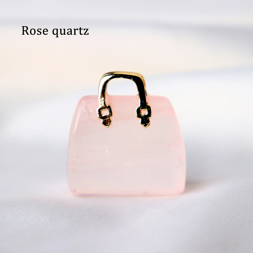 Mini Size Natural Crystal Healing Genmstone Bag Cavring Crystal Crafts Rose Quartz Manual DIY Home Decoration Ornaments Gifts