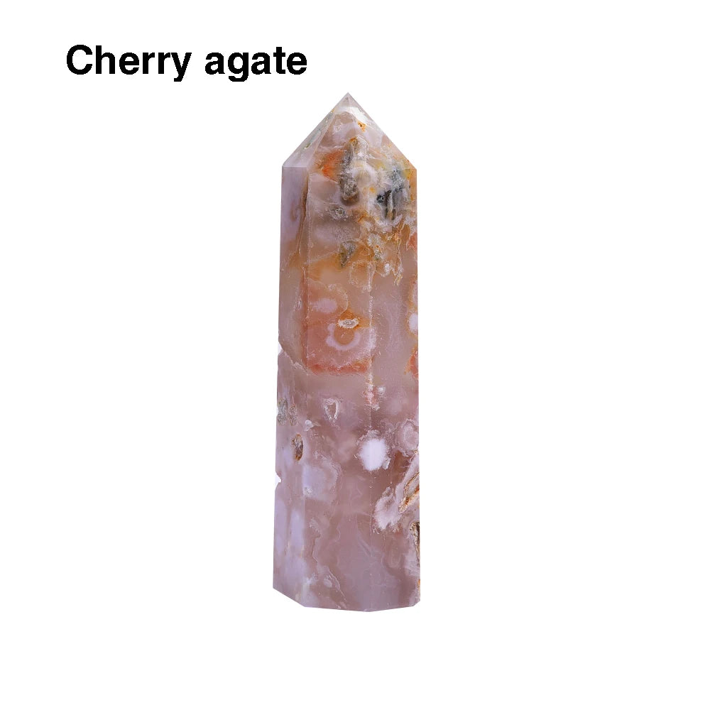 NEW 36 colours Crystal Hexagonal Prism Natural Rose Quartz Wand Energy Amethyst Tower Home Furnishing Decoration