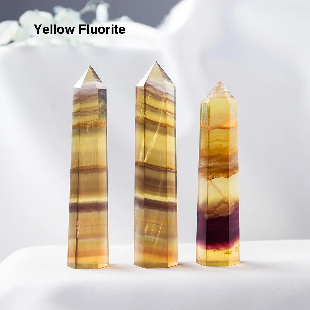 NEW 36 colours Crystal Hexagonal Prism Natural Rose Quartz Wand Energy Amethyst Tower Home Furnishing Decoration