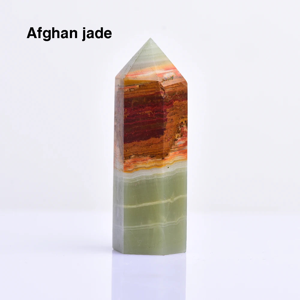 NEW 36 colours Crystal Hexagonal Prism Natural Rose Quartz Wand Energy Amethyst Tower Home Furnishing Decoration