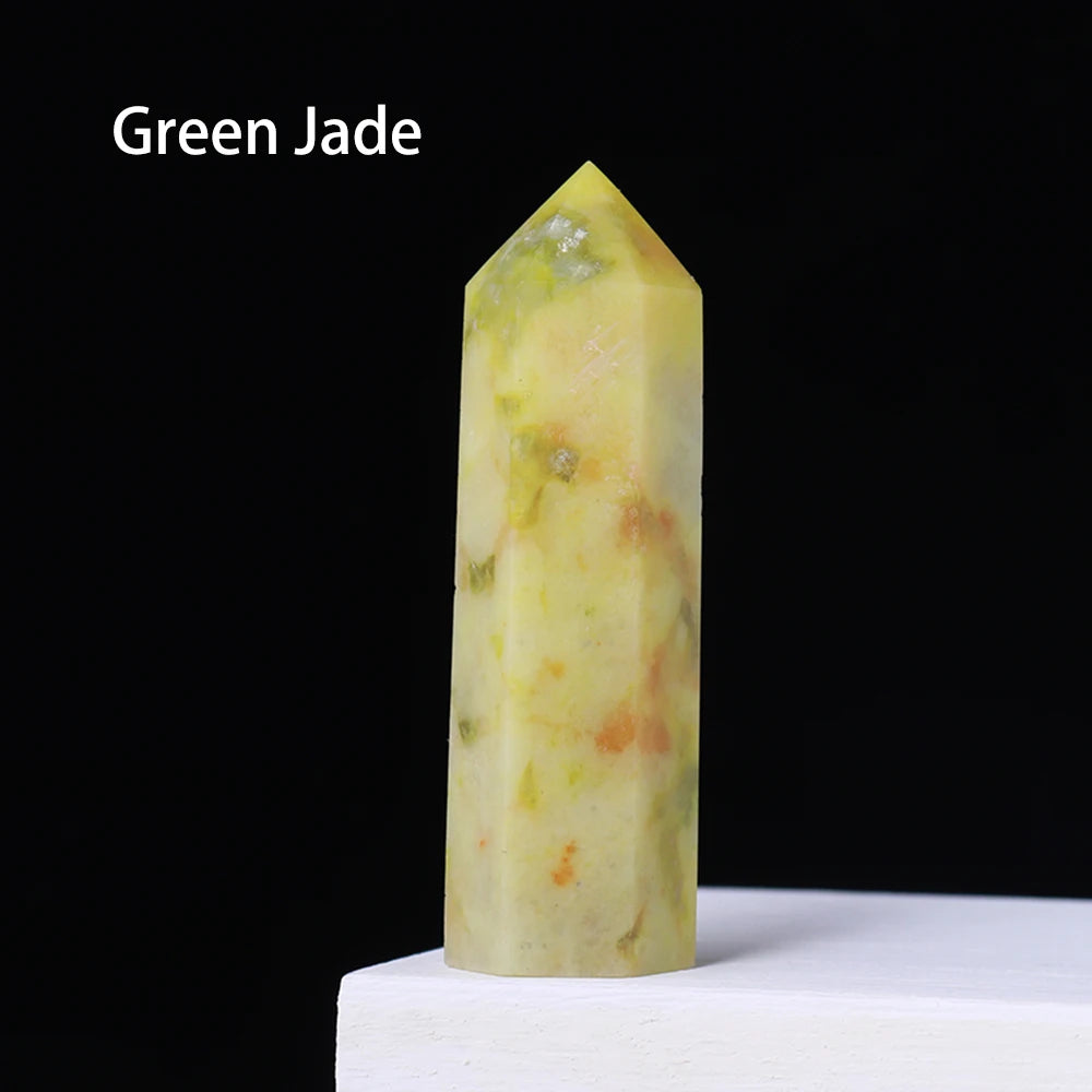 NEW Buyde Crystal Hexagonal Prism Crafts Natural Stone Quartz Tower 36 Colors Energy Mineral Wand Home Decoration