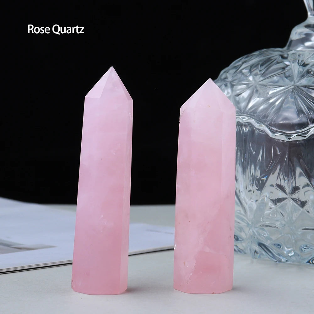 NEW Buyde Crystal Hexagonal Prism Crafts Natural Stone Quartz Tower 36 Colors Energy Mineral Wand Home Decoration