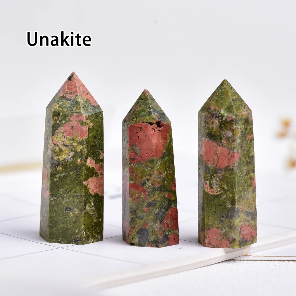 NEW Buyde Crystal Hexagonal Prism Crafts Natural Stone Quartz Tower 36 Colors Energy Mineral Wand Home Decoration