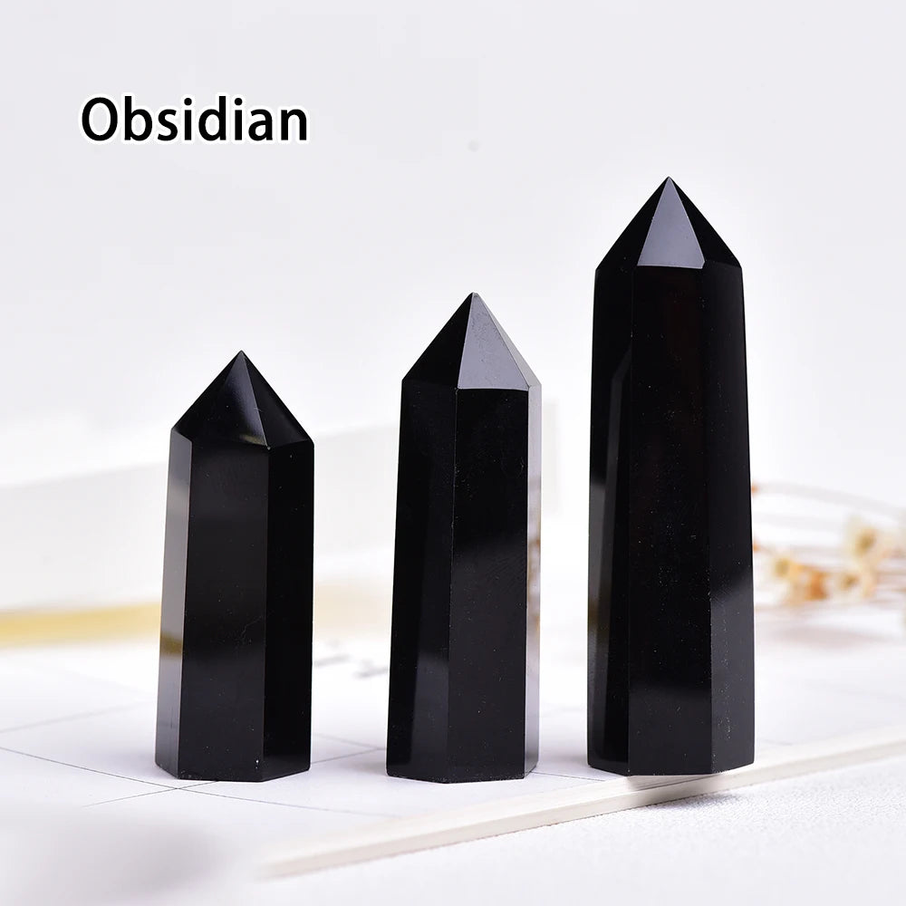 NEW Buyde Crystal Hexagonal Prism Crafts Natural Stone Quartz Tower 36 Colors Energy Mineral Wand Home Decoration