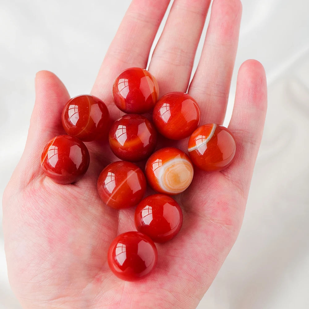 Natural  20mm Red Agate Crystal Ball Carnelian Spheres No Hole  Diy Jewelry Design Fish Tank Ornament  Crystal Decor