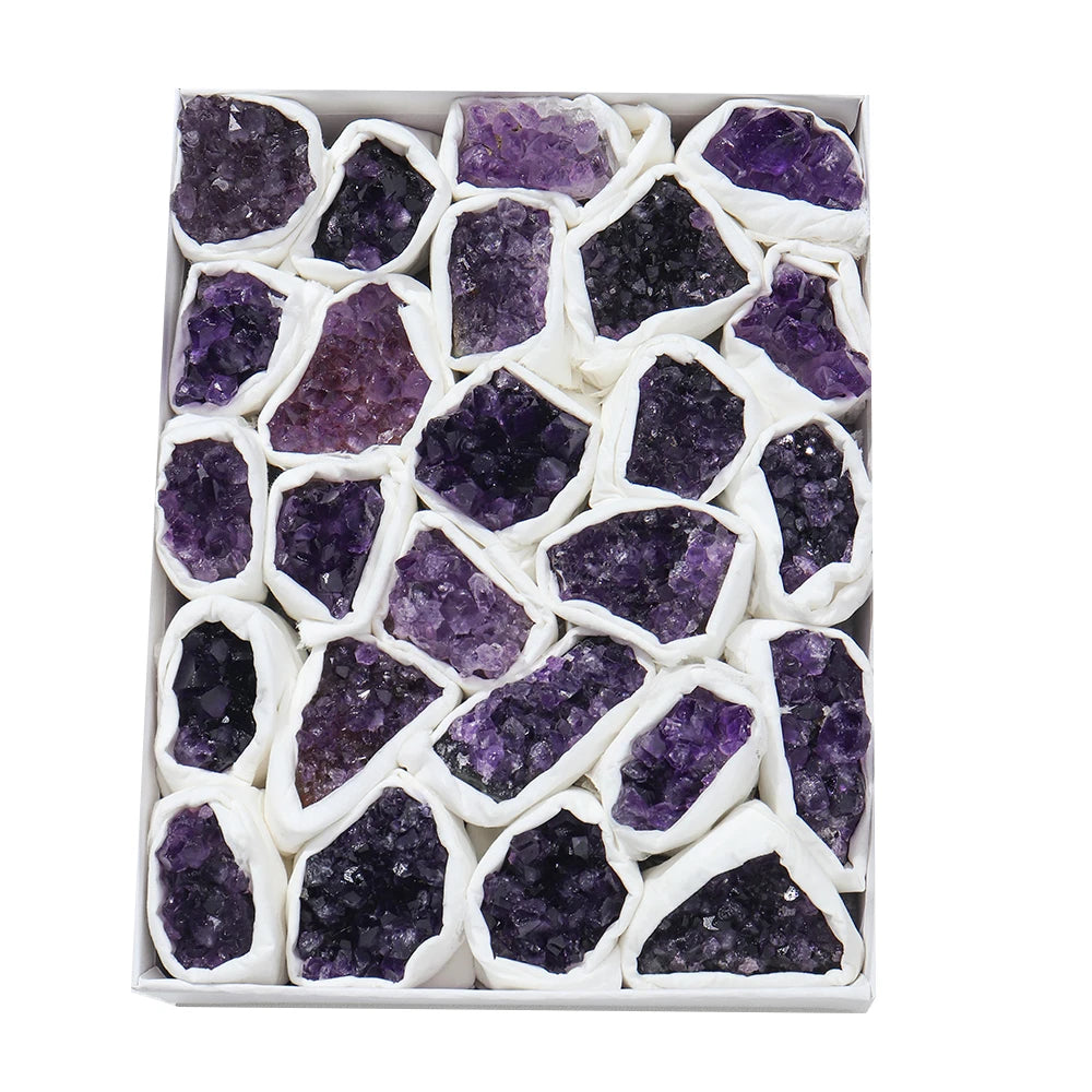 Natural Amethyst Cluster Mineral Specimen Deep Violet stone Healing Stone Home Decoration Crafts Decoration Gifts box