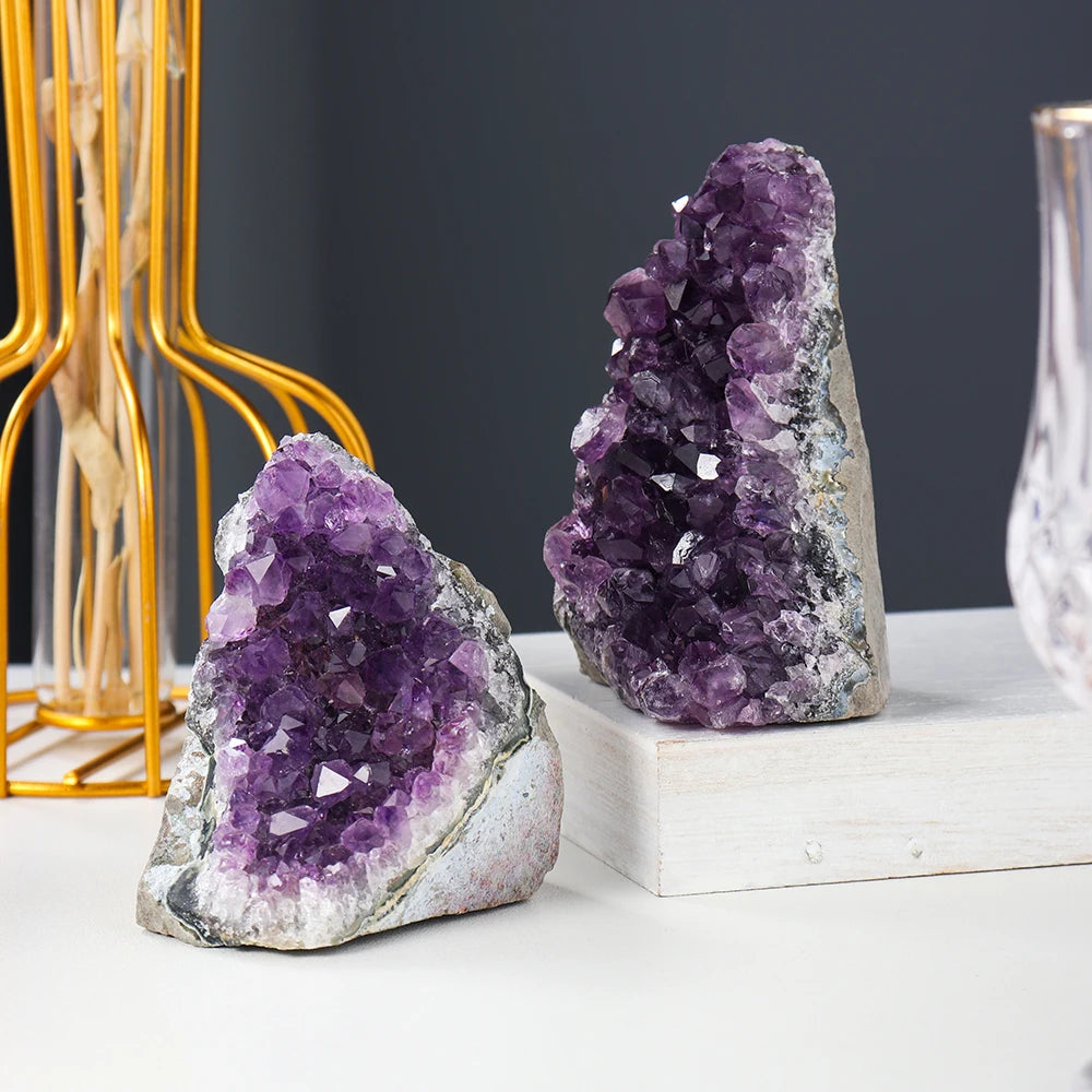 Natural Amethyst Cluster Purple Quartz  Healing Stone Home Decoration Crafts Home Decoration Ornament