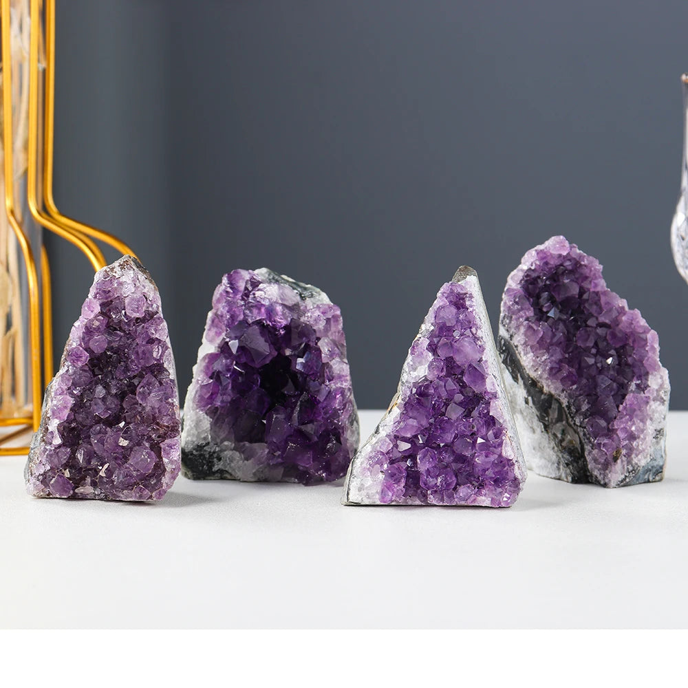 Natural Amethyst Cluster Purple Quartz  Healing Stone Home Decoration Crafts Home Decoration Ornament