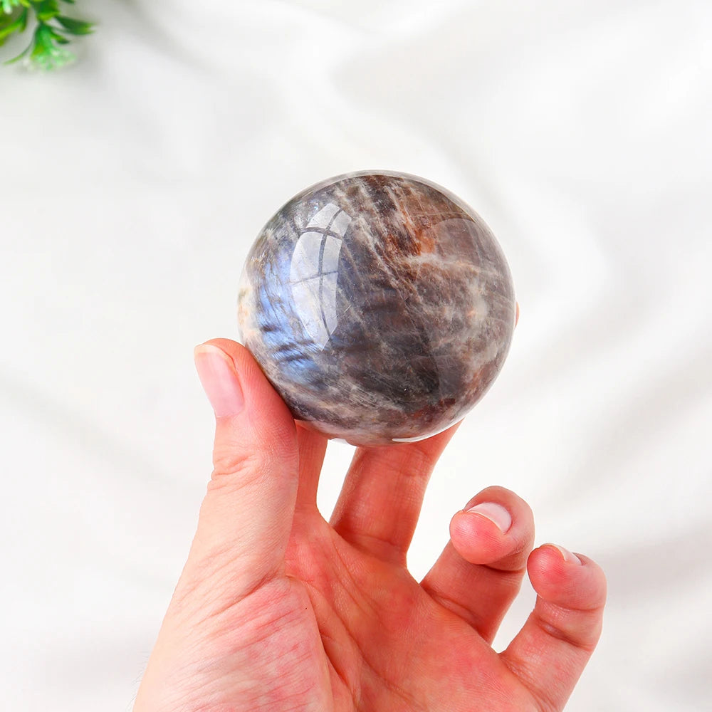 Natural Blue Moonstone Crystal Sphere Ornament Crystal Ball Polished Healing Stone Collection Specimen FengShui Home Decor