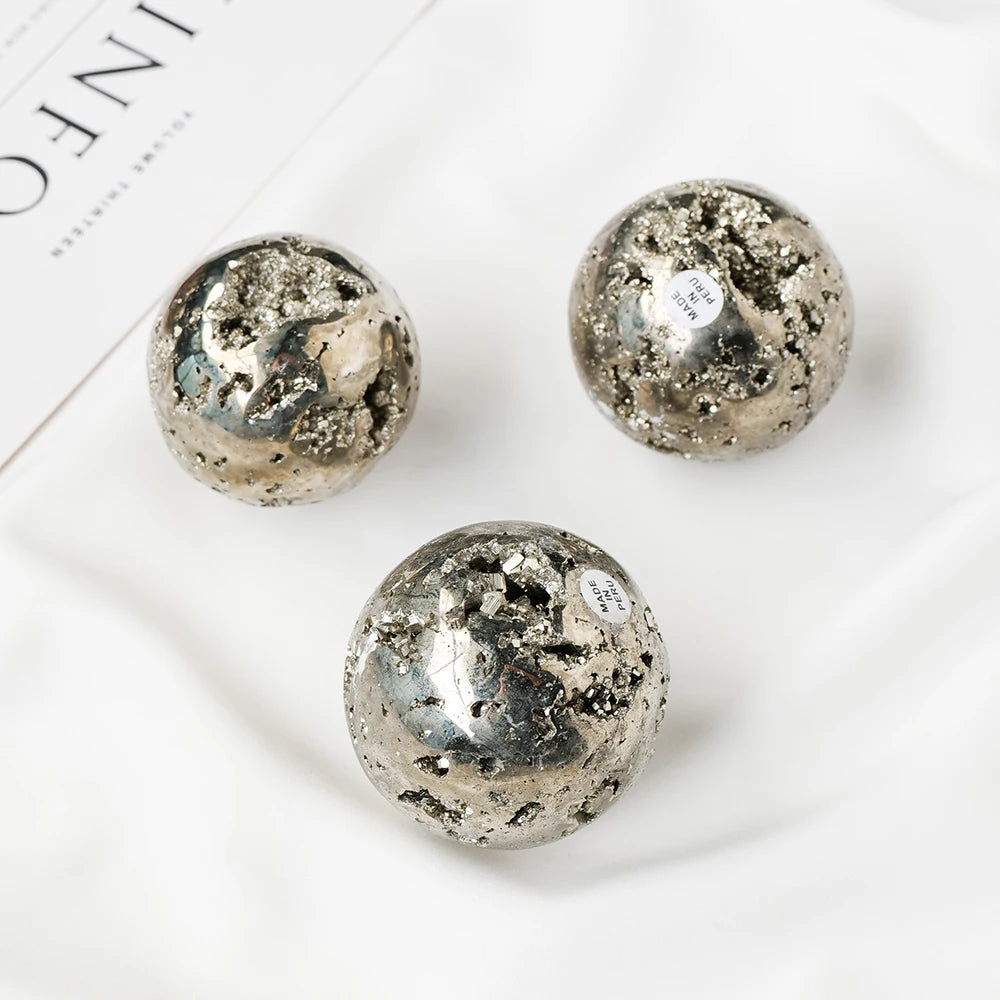 Natural Chalcopyrite Crystal Sphere Pyrite Ball Crystal Stone Rock Healing Specimen Mineral Reiki Chakra Home Room Decoration