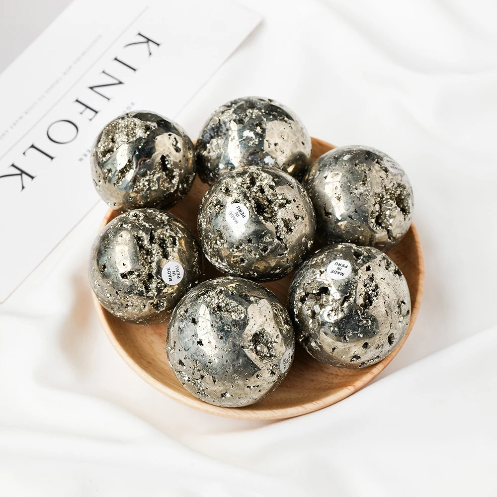 Natural Chalcopyrite Crystal Sphere Pyrite Ball Crystal Stone Rock Healing Specimen Mineral Reiki Chakra Home Room Decoration