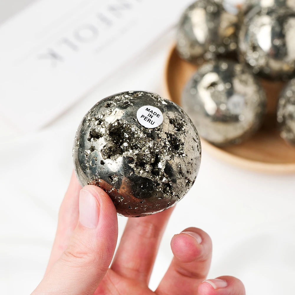 Natural Chalcopyrite Crystal Sphere Pyrite Ball Crystal Stone Rock Healing Specimen Mineral Reiki Chakra Home Room Decoration