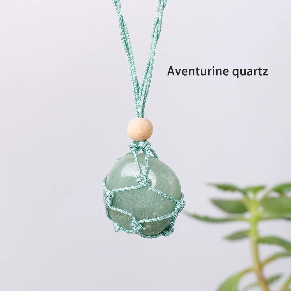 Natural Colourful Gemstone Polished Tumble Stone Amethyst Net Bag Crystal Pendant Healing Quartz Necklace For Woman Gifts