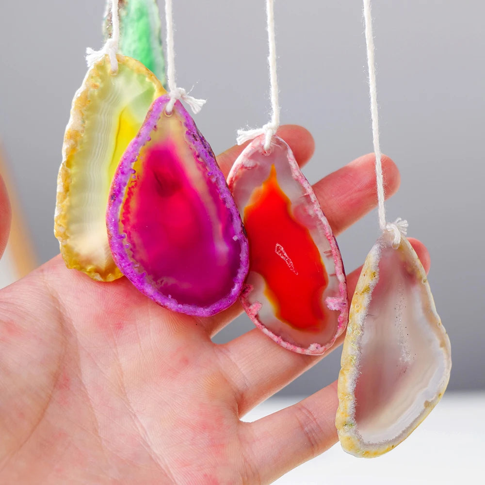 Natural Crystal Agate Windchime Reiki Healing Gemstones  Pendant Crystal Wind Chime Home Garden Wall Room Ornament Decor