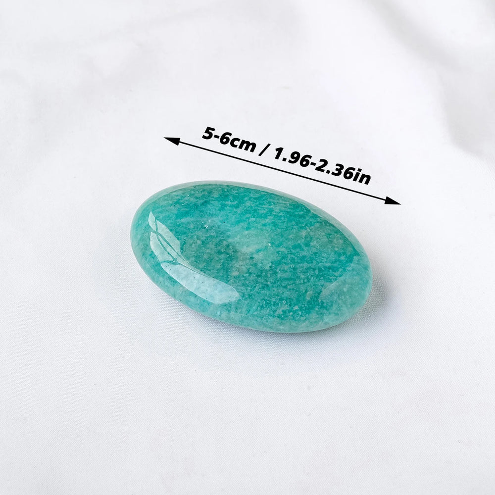 Natural Crystal Amazonite Palm Stone Reiki Healing Oval Pocket Palm Worry Stone  Massage Stone for Stress Relief Relaxation