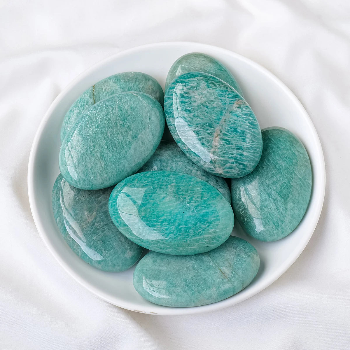 Natural Crystal Amazonite Palm Stone Reiki Healing Oval Pocket Palm Worry Stone  Massage Stone for Stress Relief Relaxation