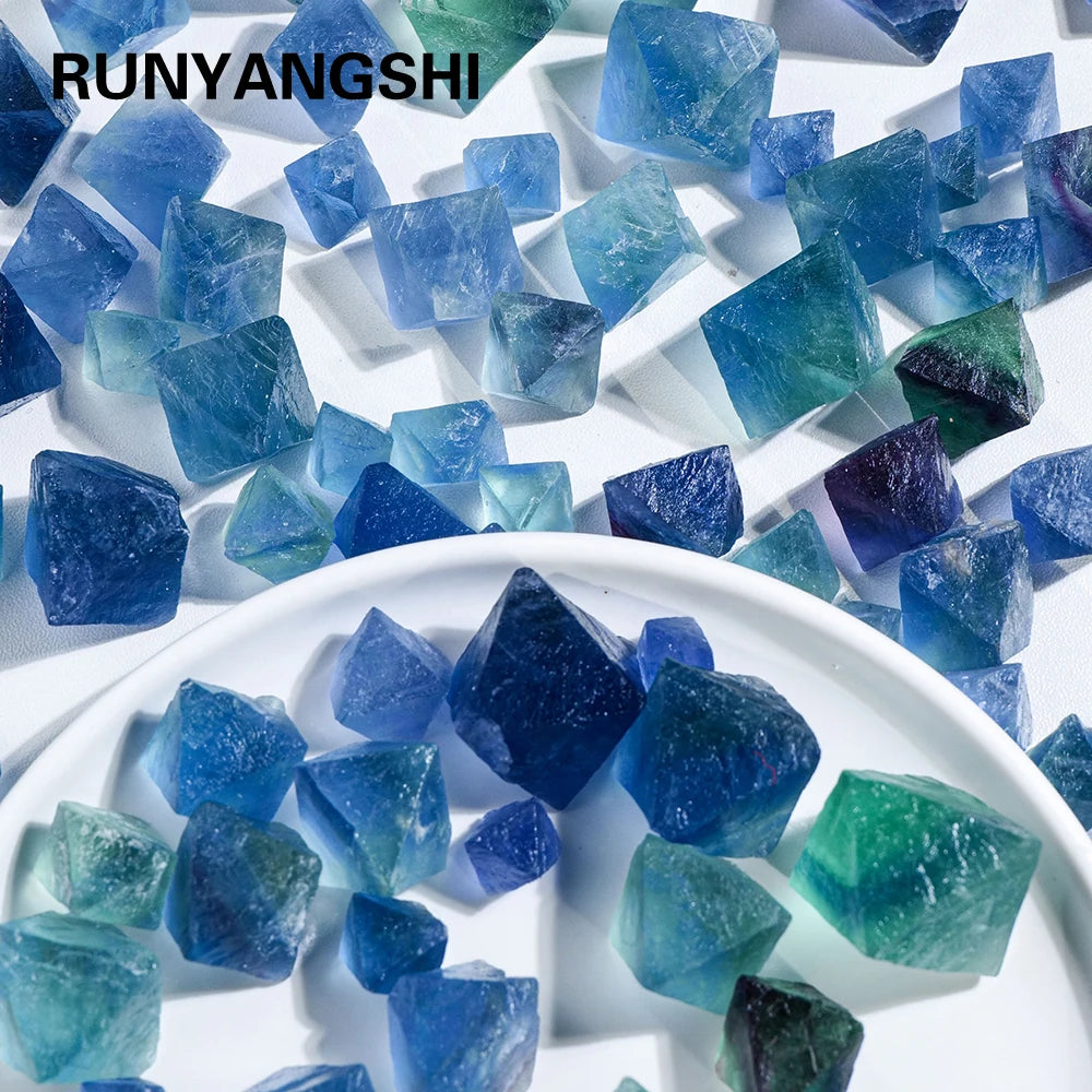 Natural Crystal Blue Fluorite Rough Stone Octahedral Raw Crystals Ore Mineral Collection Healing Gemstone Specimen